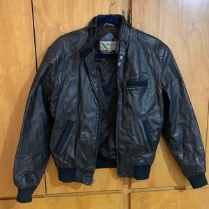 MEMBERS ONLY Vintage 1980s Leather Black Jacket 38